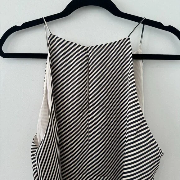 NWT H&M Navy and Off-White Striped Satin Dress - Size M - Picture 4 of 6